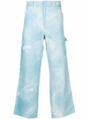 MSFTSrep Acid-Wash Flared Trousers