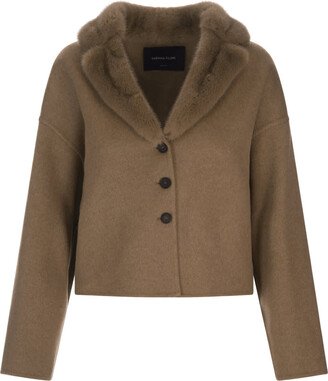 Brown Cashmere Cardigan With Fur