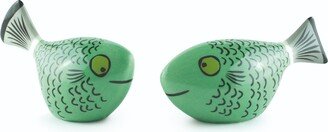 Hannah Turner Green Fish Salt & Pepper Shakers