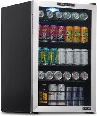 160 Can Freestanding Beverage Fridge in Stainless Steel with SplitShelf, Compact Drinks Cooler, Bar Refrigerator