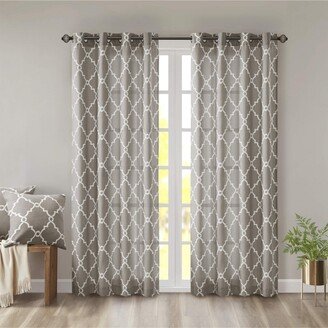 Gracie Mills Saratoga Fretwork Print Grommet Top Window Curtain Panel - 50x63