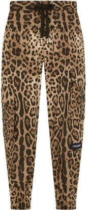 Leopard Print Drawstring Track Pants