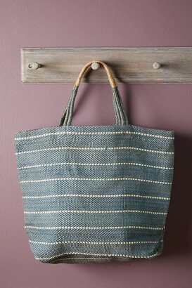 Woven Jute Tote Bag, Sage Stripe