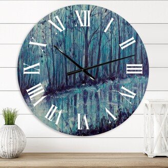 Designart ' River Creek in Mystical Forest' Traditional wall clock