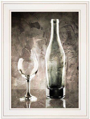 Moody Gray Wine Glass Still Life by Bluebird Barn, Ready to hang Framed Print, White Frame, 15 x 19