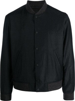 Band-Collar Wool Bomber Jacket