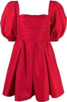 Puff-Sleeve Taffeta Minidress