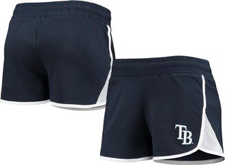 Women's Navy Tampa Bay Rays Stretch French Terry Shorts