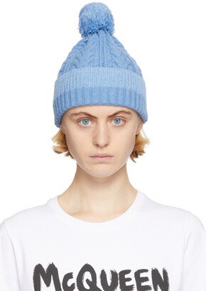 Blue Cable Knit Beanie