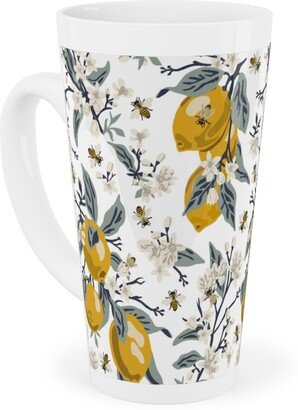 Mugs: Bees & Lemons - White Tall Latte Mug, 17Oz, Yellow