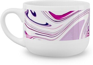 Mugs: Marble - Mulberry Latte Mug, White, 25Oz, Pink