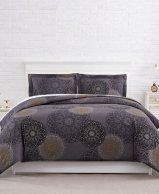 Midnight Floral Down Alternative 3 Piece Comforter Sham Set