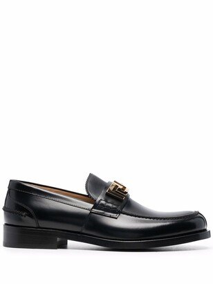 Greca-Bucale Leather Loafers