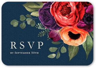 Rsvp Cards: Blossom Burst Wedding Response Card, Blue, Signature Smooth Cardstock, Rounded