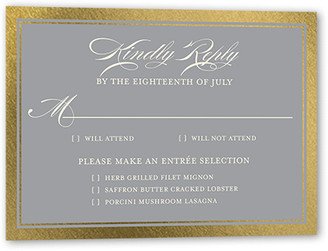 Rsvp Cards: Remarkable Frame Classic Wedding Response Card, Gold Foil, Black, Matte, Signature Smooth Cardstock, Square