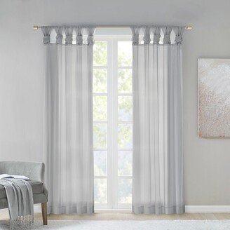 Gracie Mills 2-pc Ceres Twist Tab Voile Sheer Window Pair, Light Grey - 63