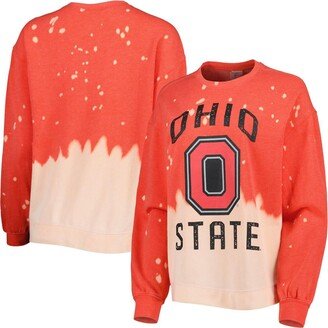 Women's Gameday Couture Scarlet Ohio State Buckeyes Twice As Nice Faded Dip-Dye Pullover Sweatshirt