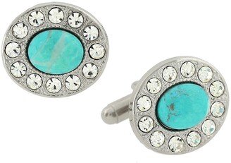 Jewelry Silver-Tone Oval Cufflinks