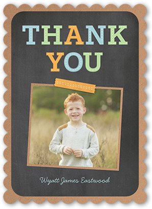 Thank You Cards: Fun Thanks Thank You Card, Grey, Matte, Signature Smooth Cardstock, Scallop