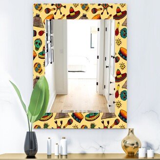 Designart 'Pattern With Mexican Symbols' Bohemian and Eclectic Mirror - Printed Wall Mirror