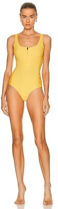 Half Zip Swimsuit in Yellow