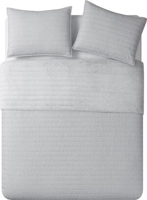 Vera Stripe Faux Fur Quilt & Sham Set