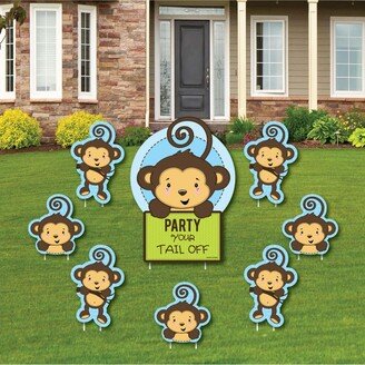 Big Dot Of Happiness Blue Monkey Boy - Outdoor Lawn Decor - Baby Shower or Birthday Yard Signs - 8 ct