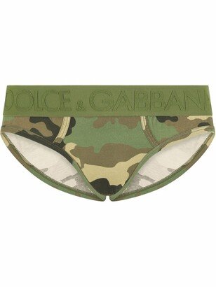 Logo-Waistband Camouflage Briefs