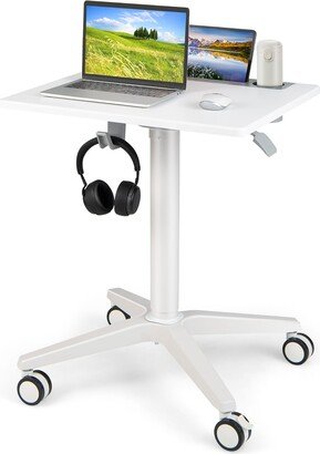 Mobile Laptop Cart Pneumatic Adjustable Standing Desk Rolling