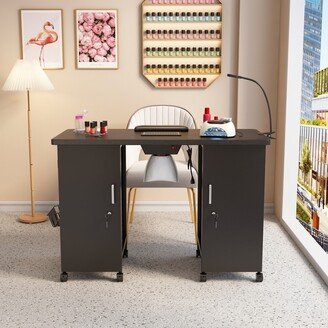 TiramisuBest Manicure Table Nail Desk iron single Cabinet, Beauty Spa Salon Workstation w/ Wrist Rest