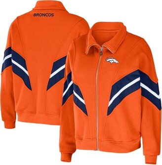 Women's Wear by Erin Andrews Orange Denver Broncos Plus Size Yarn Dye Stripe Full-Zip Jacket