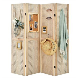 4-Panel Pegboard Display 5Feet Tall Folding Privacy Screen for Craft Display Organized