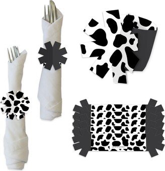 Big Dot Of Happiness Cow Print - Farm Animal Party Paper Napkin Holder - Napkin Rings - Set of 24