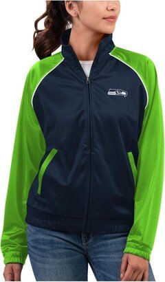 Women's G-iii 4Her by Carl Banks Navy Seattle Seahawks Showup Fashion Dolman Full-Zip Track Jacket