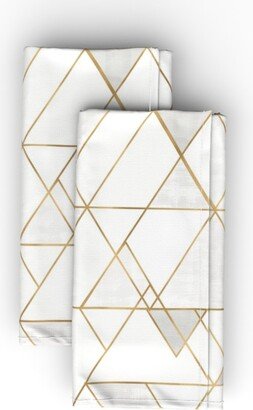 Cloth Napkins: Mod Triangles Cloth Napkin, Longleaf Sateen Grand, White