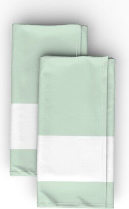 Cloth Napkins: Wide Stripe - Green Cloth Napkin, Longleaf Sateen Grand, Green