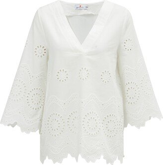 Peraluna Hiromi V-Neck Bell Sleeve Blouse In White