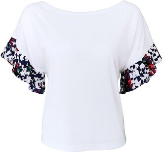 Lalipop Design Cotton Blouse With Boat Neck & Pleated Sleeves