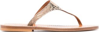 Snakeskin-Effect Leather Flip-Flops