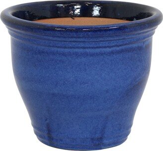 Sunnydaze Decor 15 in Studio High-Fired Glazed Ceramic Planter - Imperial Blue