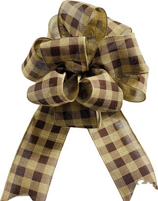 Brown Tan Buffalo Plaid - Fall Thanksgiving Add On Bow For Wreaths Or Signs Puffy Fluffy Gift Present
