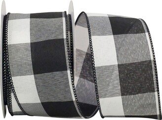 Black and White Jumbo Check Wired Ribbon