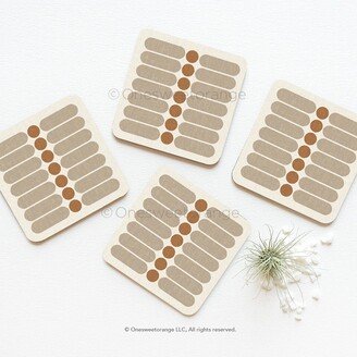 Geometric Coaster Set Of 4 Minimalist Terra Cork Coasters Modern Line Art Gift For Mom 108