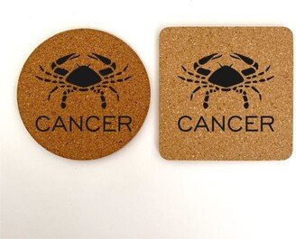 Cancer Engraved Cork Coasters, Astrological Sign, Zodiac, Born in July, Horoscope, Everyday Use, Table Protector, Free Shipping