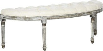 Homcom Vintage Semi-Circle Entryway Bench w/Tufted Upholstered Fabric, Off White