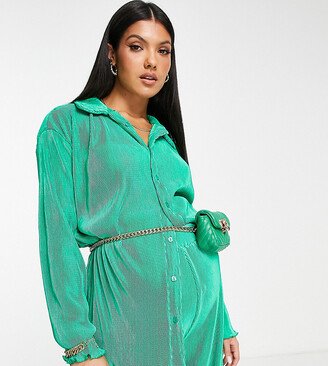 The Frolic Maternity plisse shirt in jade green - part of a set