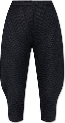 High-Waist Plissé Cropped Trousers
