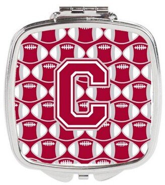 CJ1065-CSCM Letter C Football Crimson, Grey & White Compact Mirror