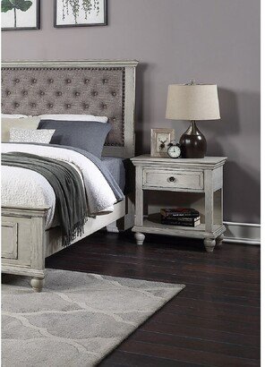 TiramisuBest 1 Drawer Nightstand with Bottom Shelf,Antique White