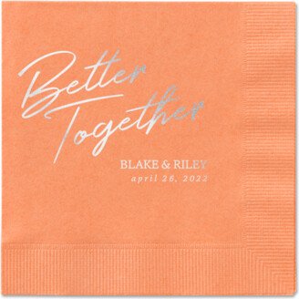 Wedding Napkins: Improved Together Napkin, Grey, Coral